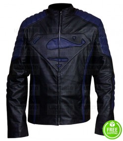 Superman Style Men's Black With Blue Stripes Jacket